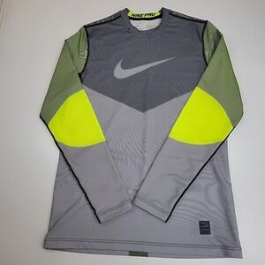Nike Pro Dri Fit Striped Longsleeve Workout Athletic Shirt Mens Size M